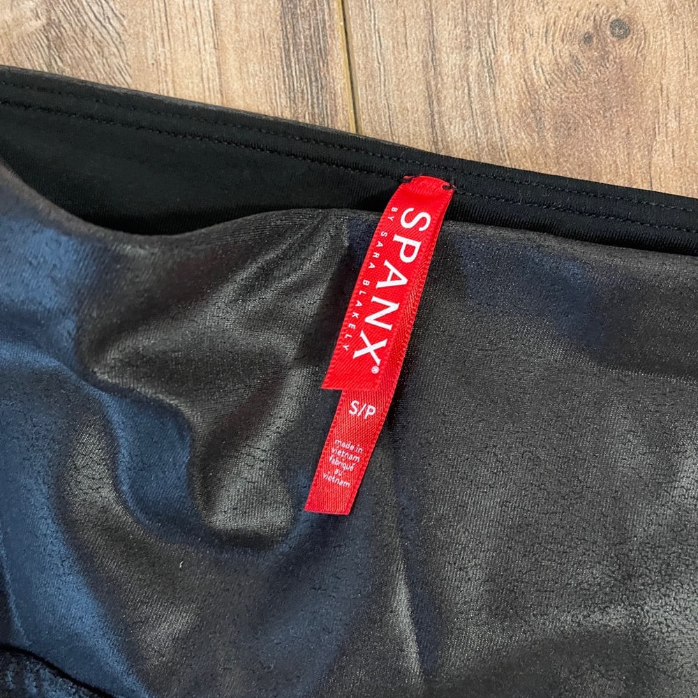 Black faux leather spanx size small